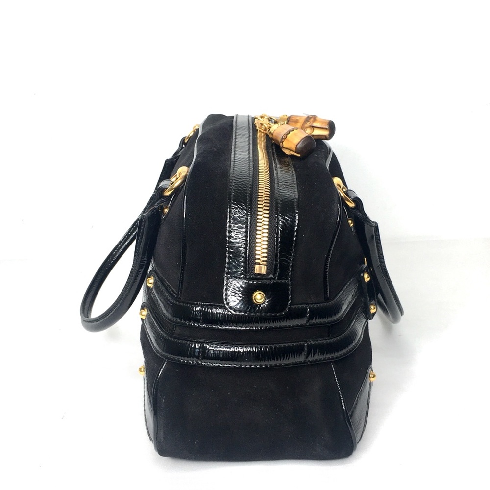 Gucci Black Suede Shoulder Bag with Gold Hardware - Picture 6 of 16